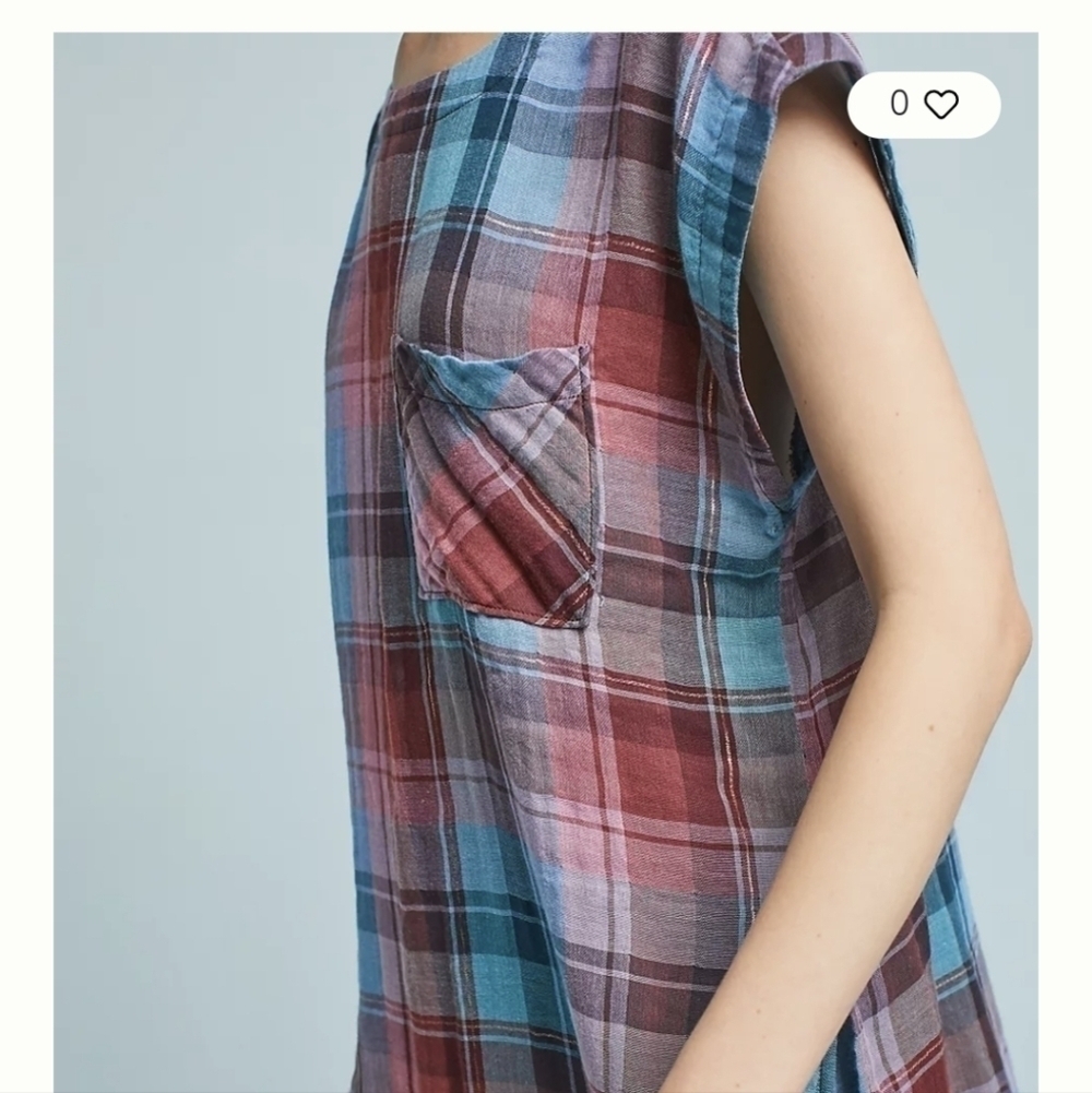 Anthropologie Akemi + Kin Cap Sleeve Plaid Tunic Top - Picture 4 of 9